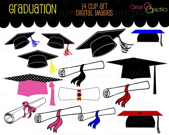 Graduation Clip Art Graduation Clipart Digital Graduation Caps Diploma Digital Clip Art Printable Instant Download Il_570xn
