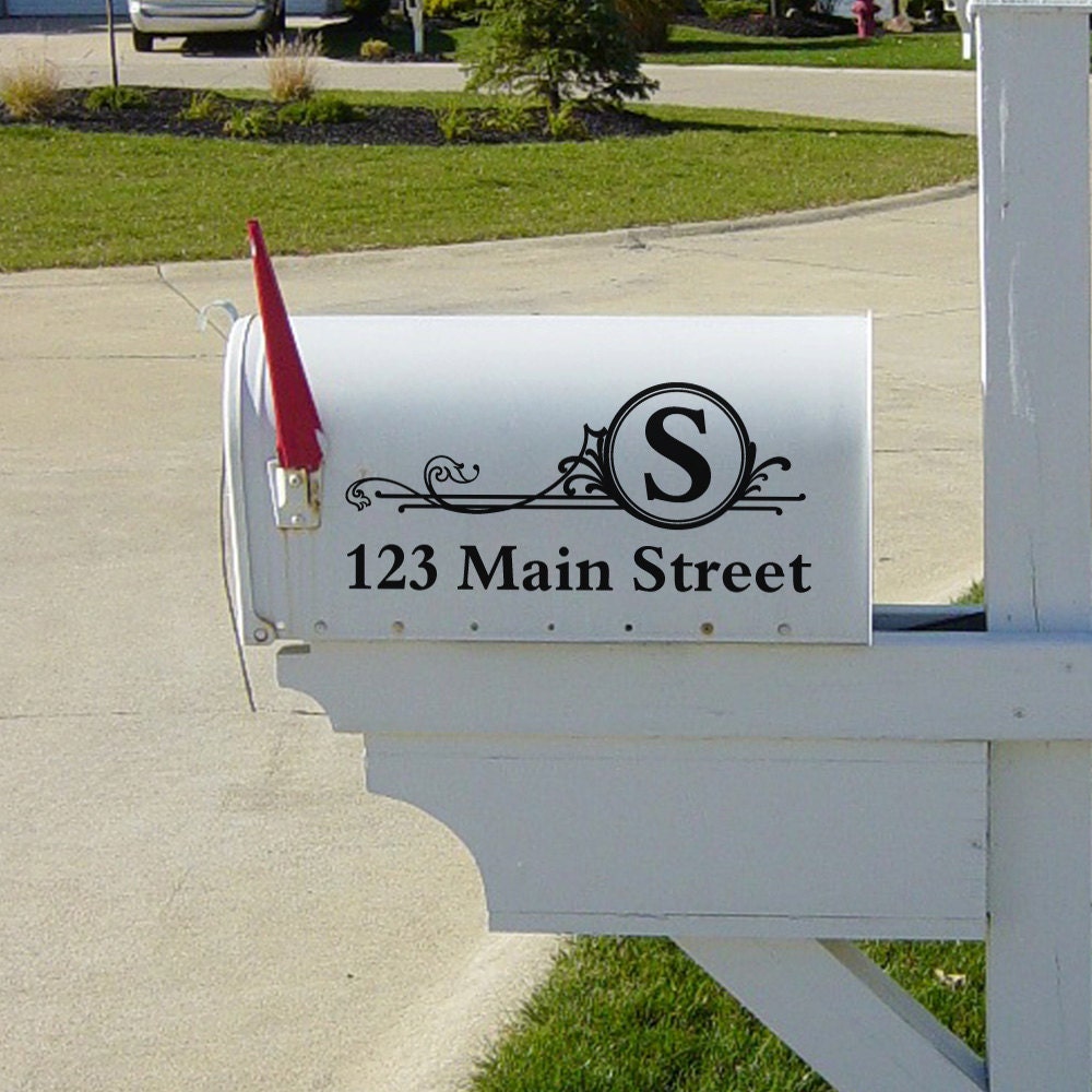 Mailbox decal personalized name and address by GrabersGraphics