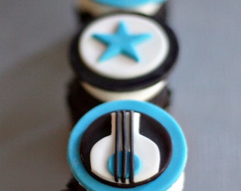 Guitar, Rock Star, Age Toppers for Cupcakes, Cookies or Brownies for your Little Boy's Party