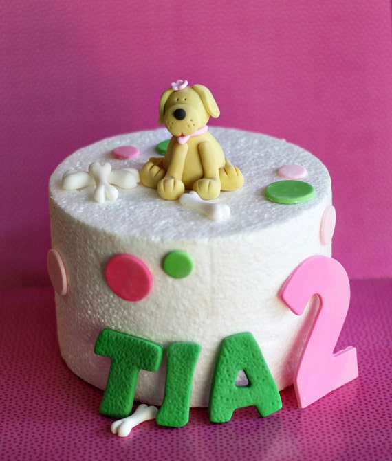 Fondant Dog Bones Polka Dots And Birthday Kid S Name And