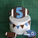 Fondant Football, Helmet, and Pennant Cake Decorations and Coordinating Cupcake Toppers