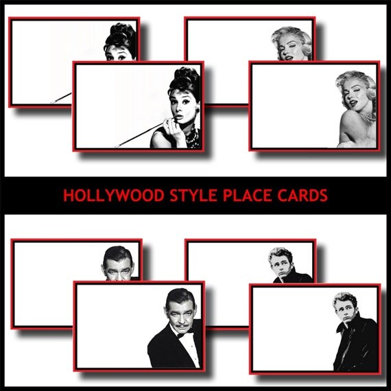 Hollywood Style Printable DIY Place Cards Audrey Hepburn