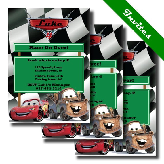 Disney Cars Invitation Disney Cars Birthday Disney Cars