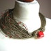 Ceramic Red Roses - linen necklace