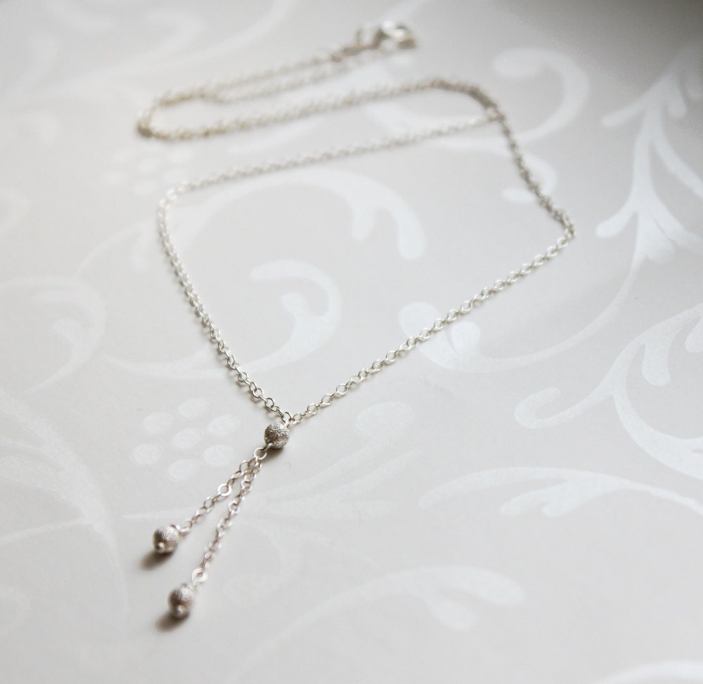Lariat Necklace Wedding Necklace Sterling Silver by LuciaStofej