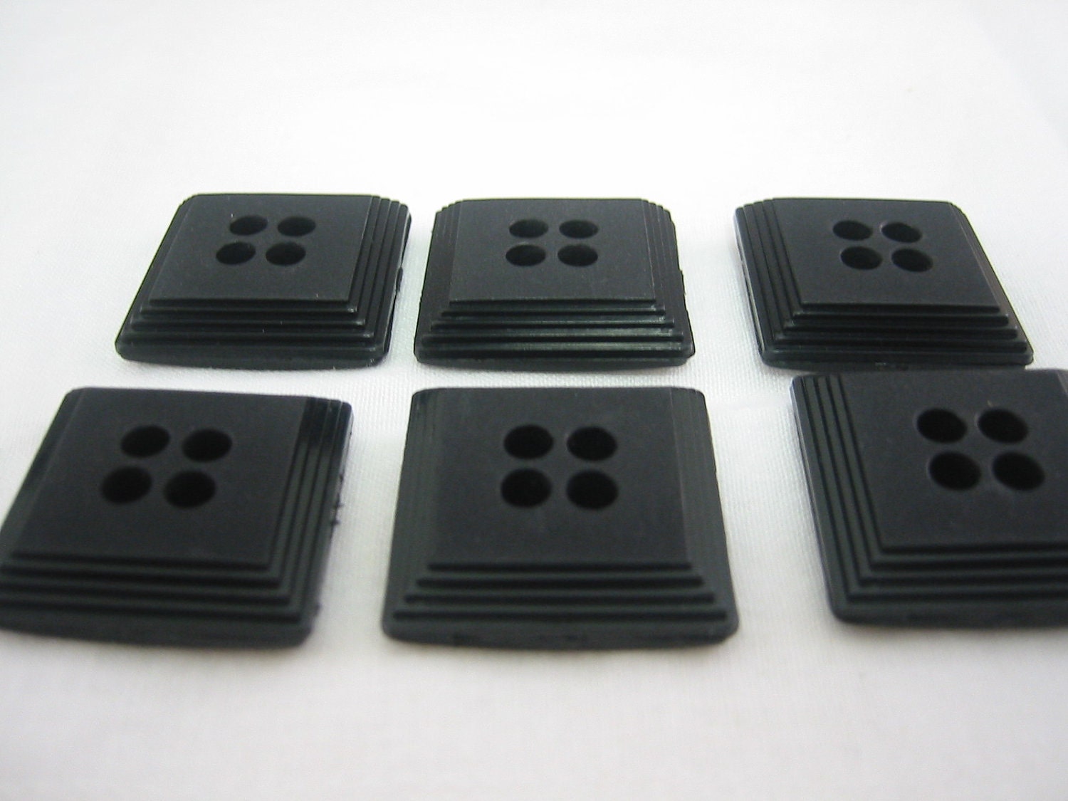 Black button square button Lot of 6 4 hole by ButtonsNDesigns