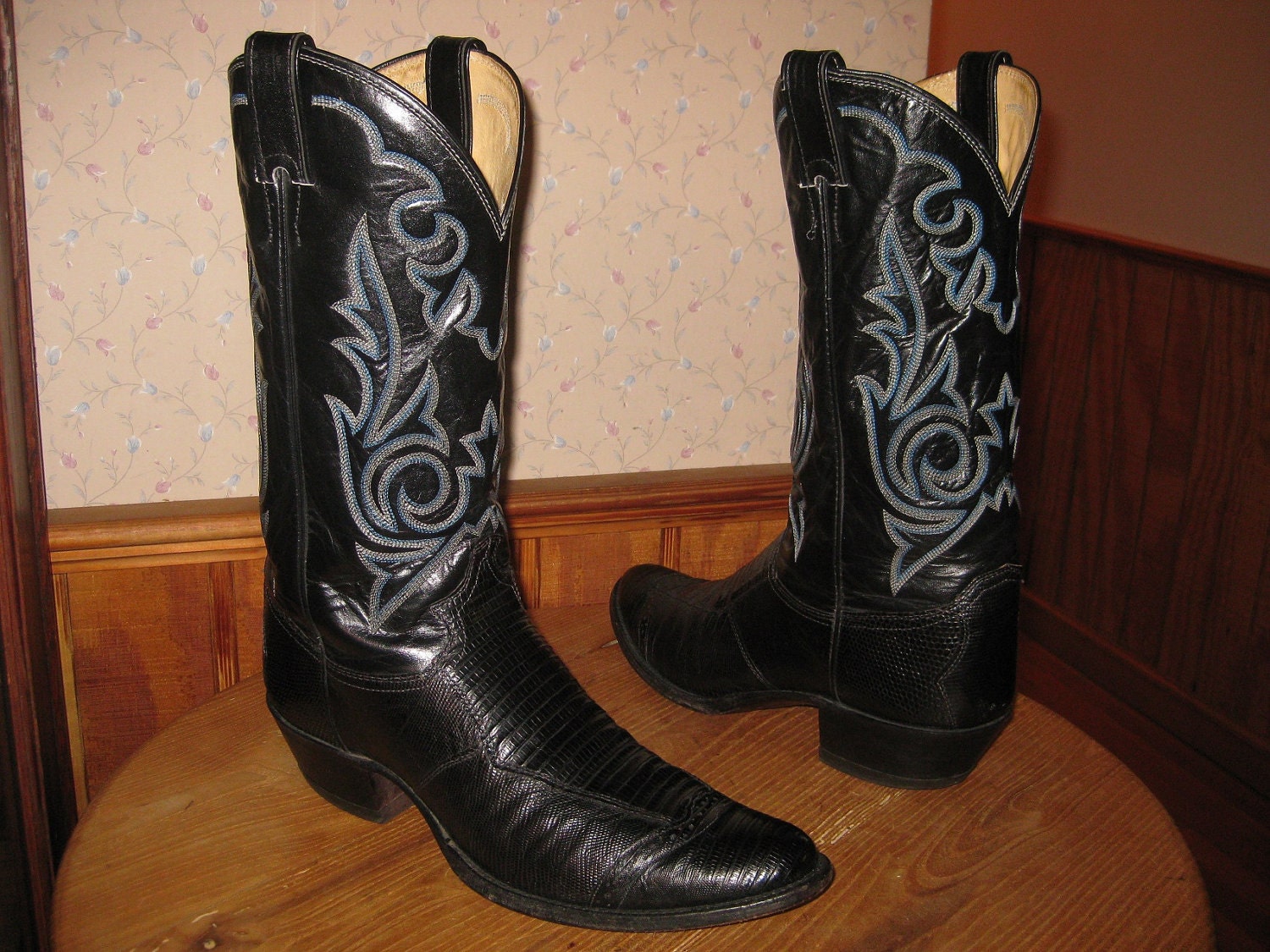 Justin Lizard & Leather Cowboy Boots US Made Mens 10 and