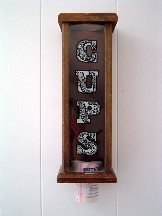 vintage Dispenser dispenser paper Holder Cup Wooden  Vintage Paper cup