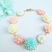 New - Summer Peach Bracelet - Multi-Colored Flower Cabochons in Muted Tones - 14K Gold