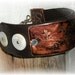 Sexy Earthy Etched Copper & Leather Cuff Bracelet Rustic Floral Design