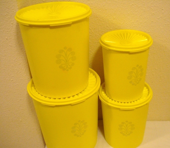 Vintage Tupperware Canisters Sunny Yellow Set of 4
