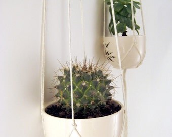 Minimalist Macrame Plant Hanger, No Beads, 1 x Cotton Twine, 36 inches/91cm's