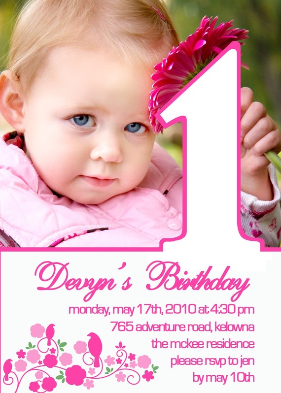 Items similar to Flower & One 1st Birthday Invitation on Etsy