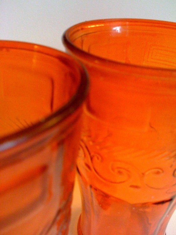 Moroccan Style Drinking Glasses Orange Set of Two