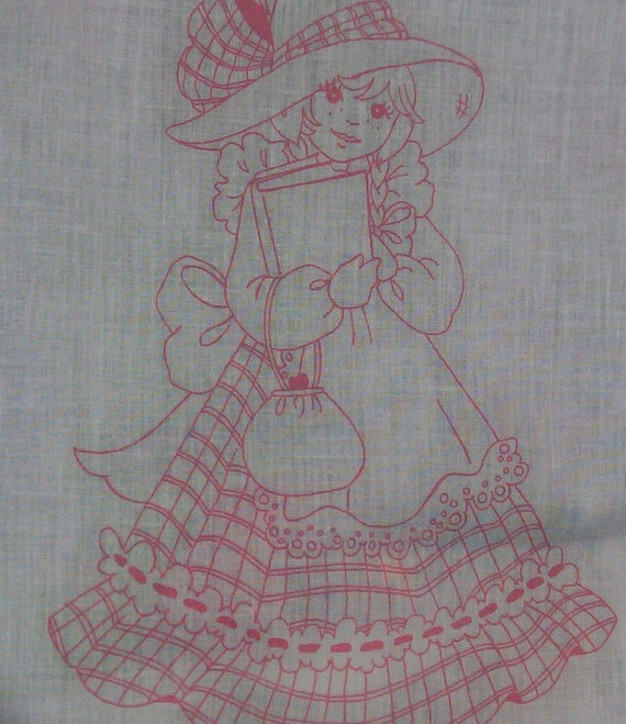 Set Of 20 Stamped Bonnet Girls Quilt Blocks To Embroider or