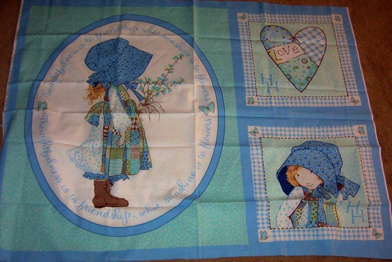 Holly Hobbie Fabric Quilt Top Pillow Panel Wallhanging Vintage