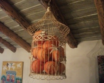VINTAGE BIRDCAGE, white, shabby chic, beach house, cottage, kitchen storage