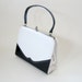 50s White Handbag Black Wing Tip Faux Leather