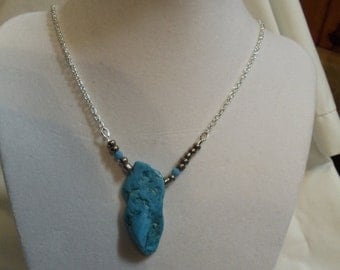 19" Turquoise Necklace with Lobster Claw Clasp, necklace, turquoise, silver chain