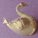 Antique 1940's Hattie Carnegie rhinestone swan brooch pin, bird brooch, gold enamel, antique jewelry, antique brooch, wedding brooch