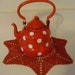 Vintage Red Polka Dot Enamel Teapot Tea Kettle EMO
