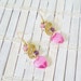 Pink Heart & Purple Rhinestone Earrings Recycled Vintage Dangles