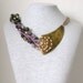 Upcycled Beads Statement Necklace OOAK Violet Moss Green