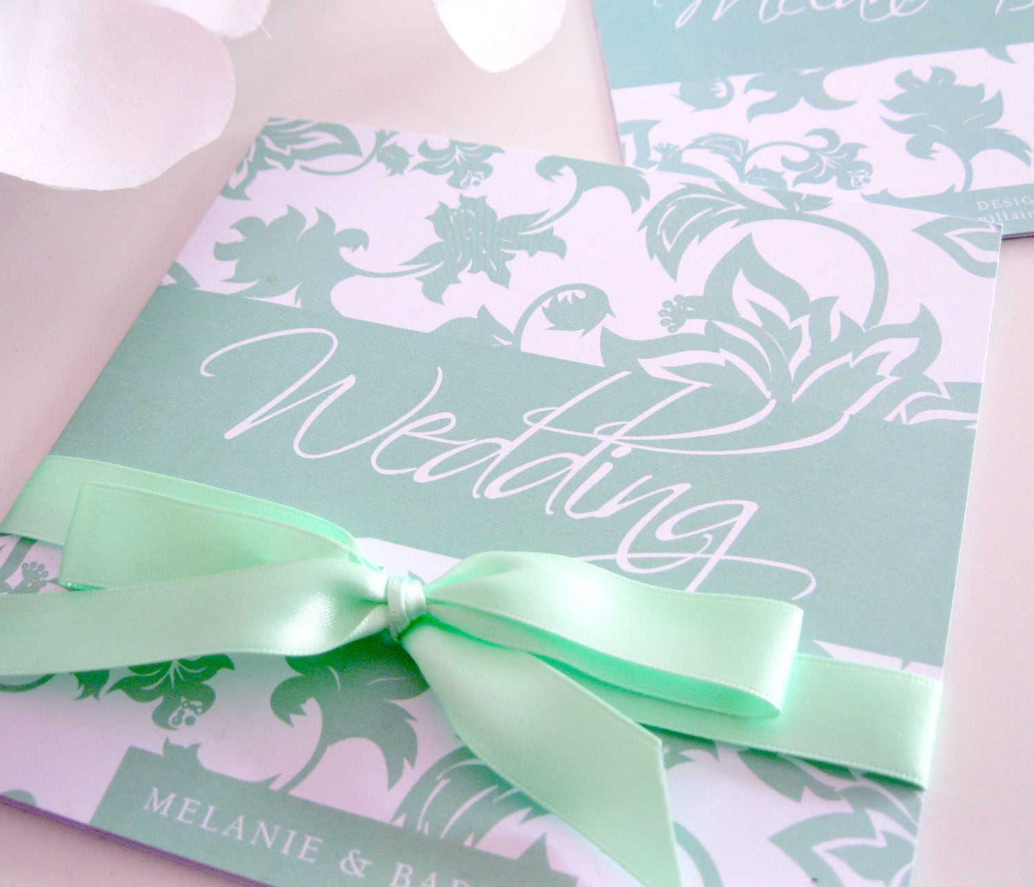 So Vintage wedding invites in mint green matching save the