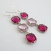 Fuchsia Pink Earrings - Triple Czech Glass Earrings - Sterling SIlver Ear Wires - Bridesmaids Earrings