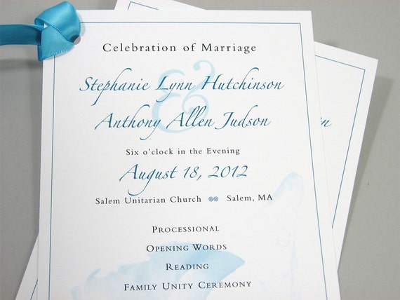 one page wedding programs