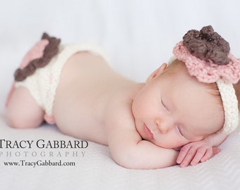 Layered Flower Diaper Cover and Headband Set Knitting Pattern - PDF Sale - Instant Digital Download