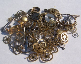 SALE SALE SALE Steampunk Watch Parts, Steampunk watch gears - 150 pieces of vintage watch pieces, gears, cogs, watch hands, crowns, etc.