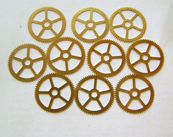 Steampunk Watch Parts - 10 Large gears, STAMPED brass gears 25mm Clock gears, parts, steampunk supplies, Steampunk Gears, Assemblage art