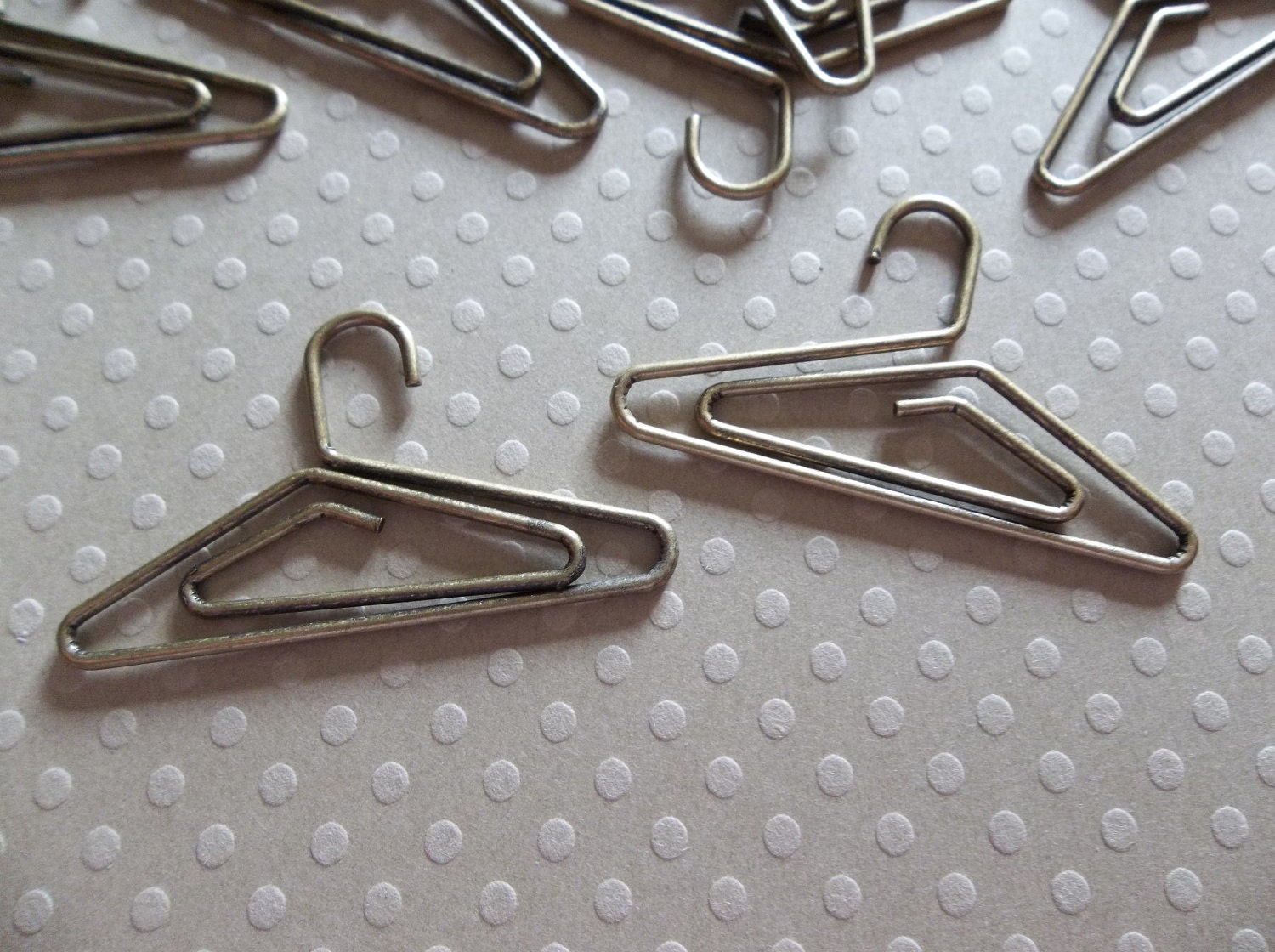 Antiqued Brass Mini Clothes Hanger Paper Clips Qty 12 by 7
