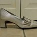 Vintage 1960s Heels / Silver Lame Loafer Heels / 60s Wedding Shoes / Size 5.5 or 6
