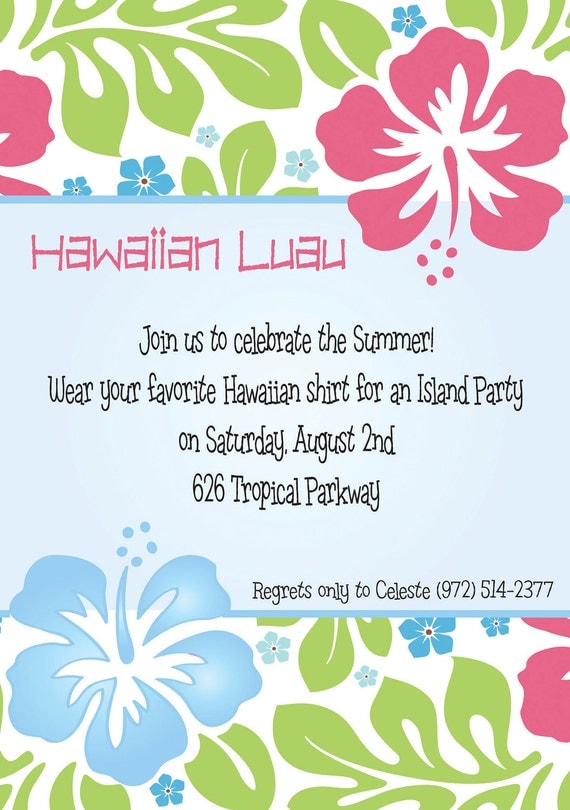 Luau Invitation Luau Birthday Invitation Chalkboard Aloha