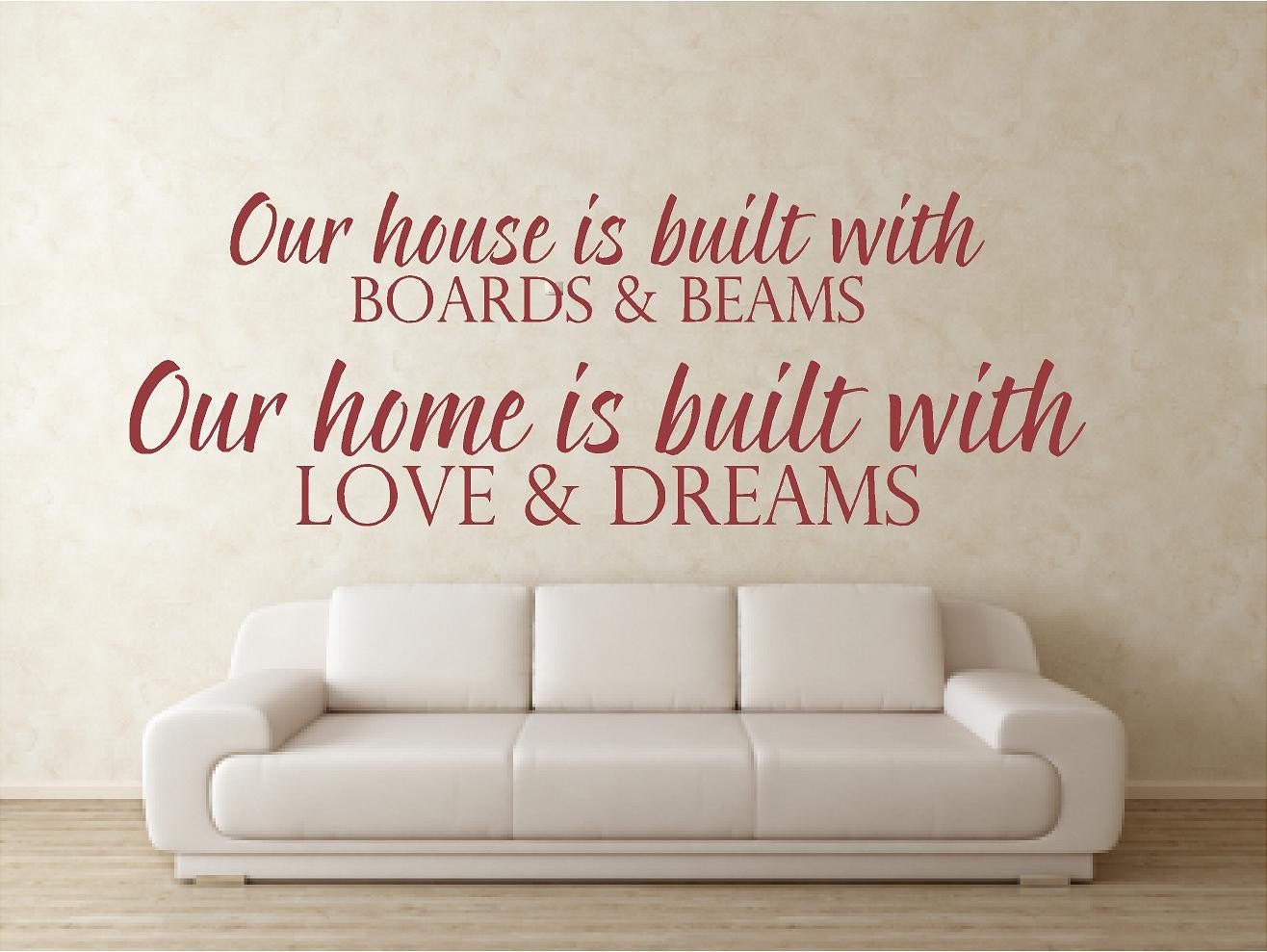 Vinyl Wall Art Our House is Built with Boards and Beams