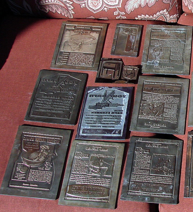 Old Advertising Printing Press Plates Heavy Lead by Old Advertising Printing Press Plates Heavy Lead by