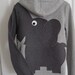 ZIP HOODIE Elephant Trunk BACK sleeve sweatshirt sweater jumper LADiES m grey and charcoal oR CUSTOMiZE your own