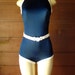 60's Navy Mod Swimsuit - Full Coverage // VTG Retro Bathing Suit