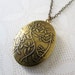 Locket necklace vintage inspired antiqued brass grape vines