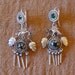 SALE- Silver Earrings Ecuador Frida Style Birds Leaves Green stones Vintage