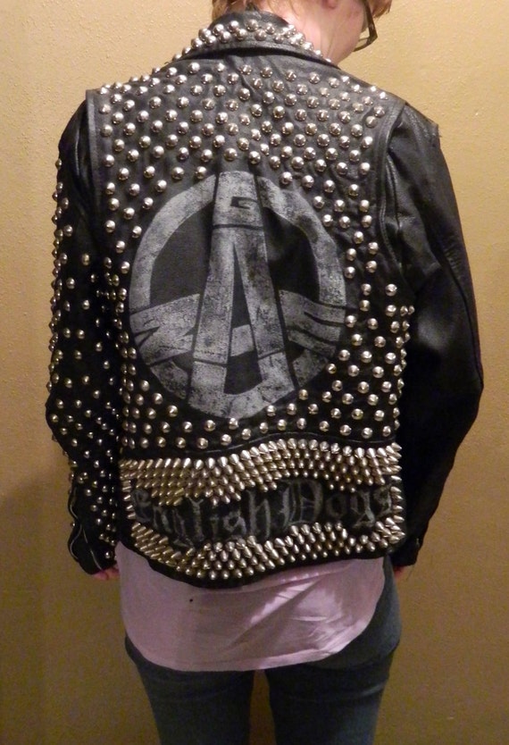 Vintage Style Punk  Studded Leather Jacket