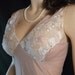 1970s vintage mini slip beige nylon embroidered bust petticoat - 1102