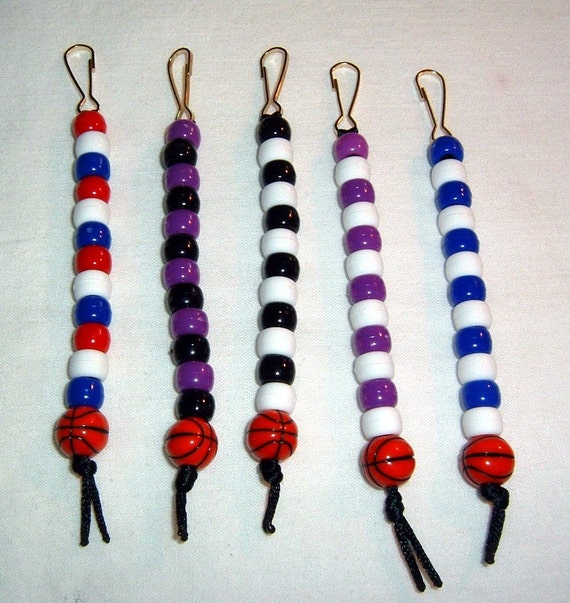 Items similar to Basketball Bead Keychain, zipper pull on Etsy