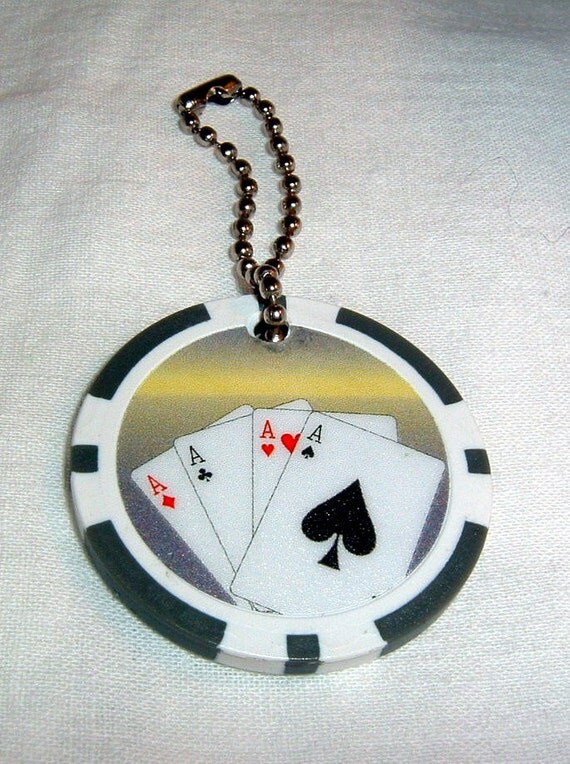 Poker Chip keychain by juanitascrafters on Etsy