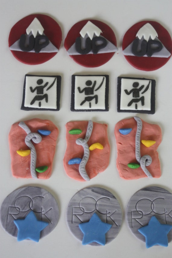 12 fondant cupcake toppersrock climbing party set