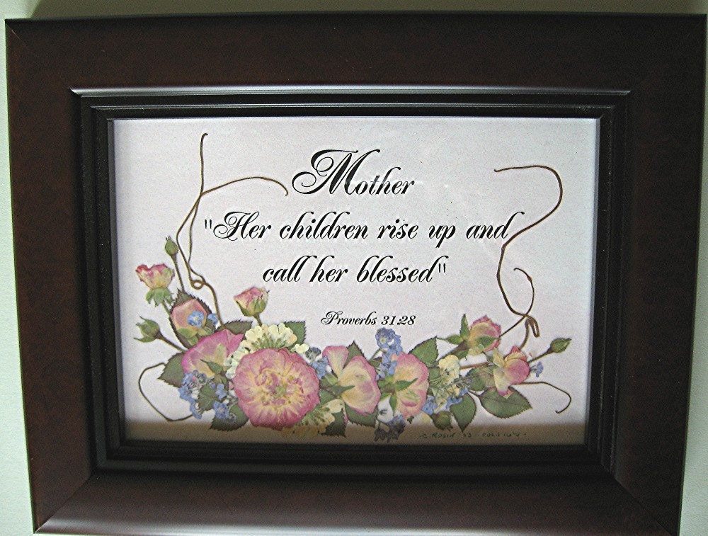 Mom Gift Mother Scripture Christian Art Christian Pressed Pink