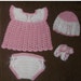 Baby Girl Crochet Diaper Dress Set - Hat. Dress, Diaper Cover, & Booties Size 3 to 6 months (Ready To Be Shipped)