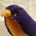 purple and gold felt bird ornament